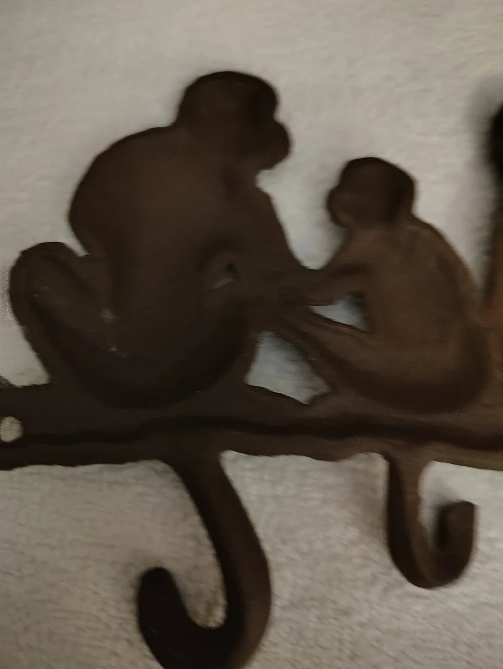 Brown Monkey Trio Wall Hook - Decorative Home Wall Decor  Cast Iron